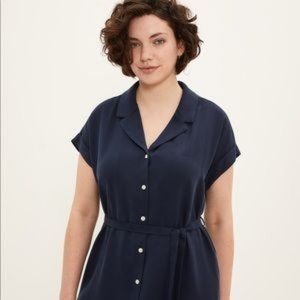 Frank and Oak Camp Collar Dress in Blue